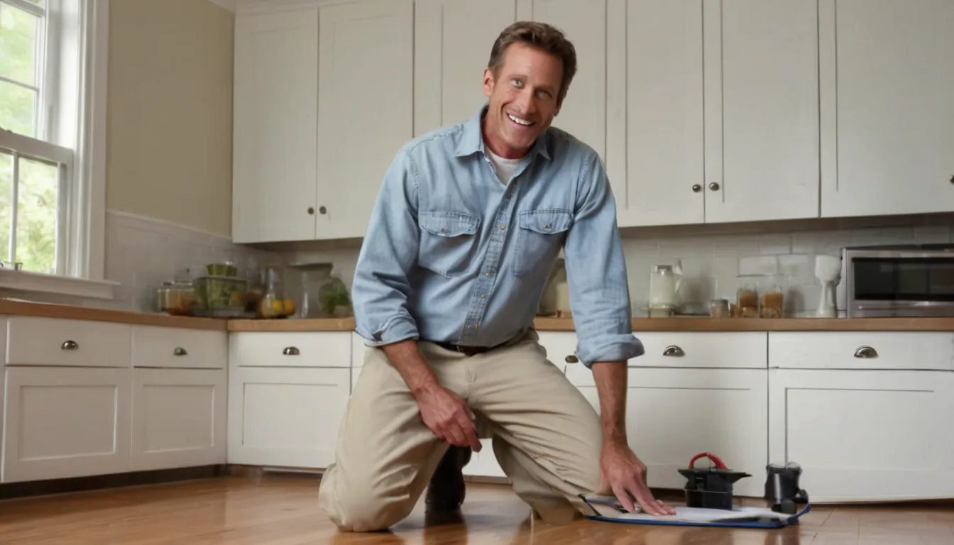 A friendly pest control provider talking with a homeowner in a Marlborough kitchen about a treatment plan